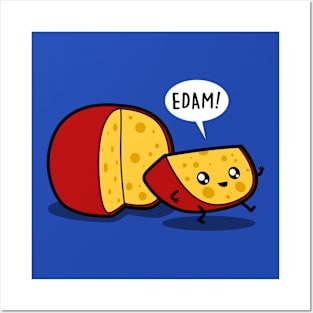 Funny Original Cute Kawaii Edam Freedom Cheese Cartoon Posters and Art